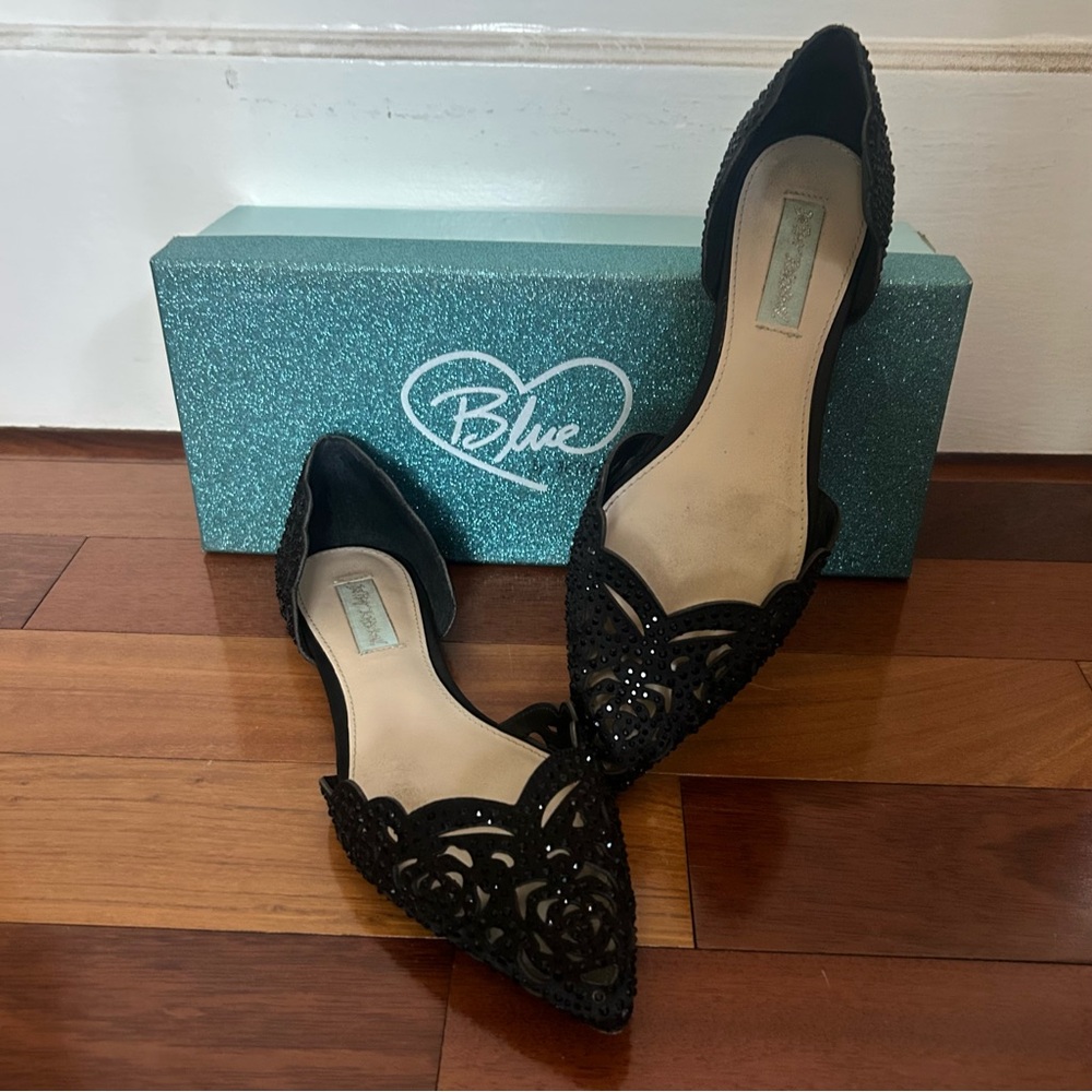 Blue by Betsey Johnson Black Wedding Flats Size 8.5